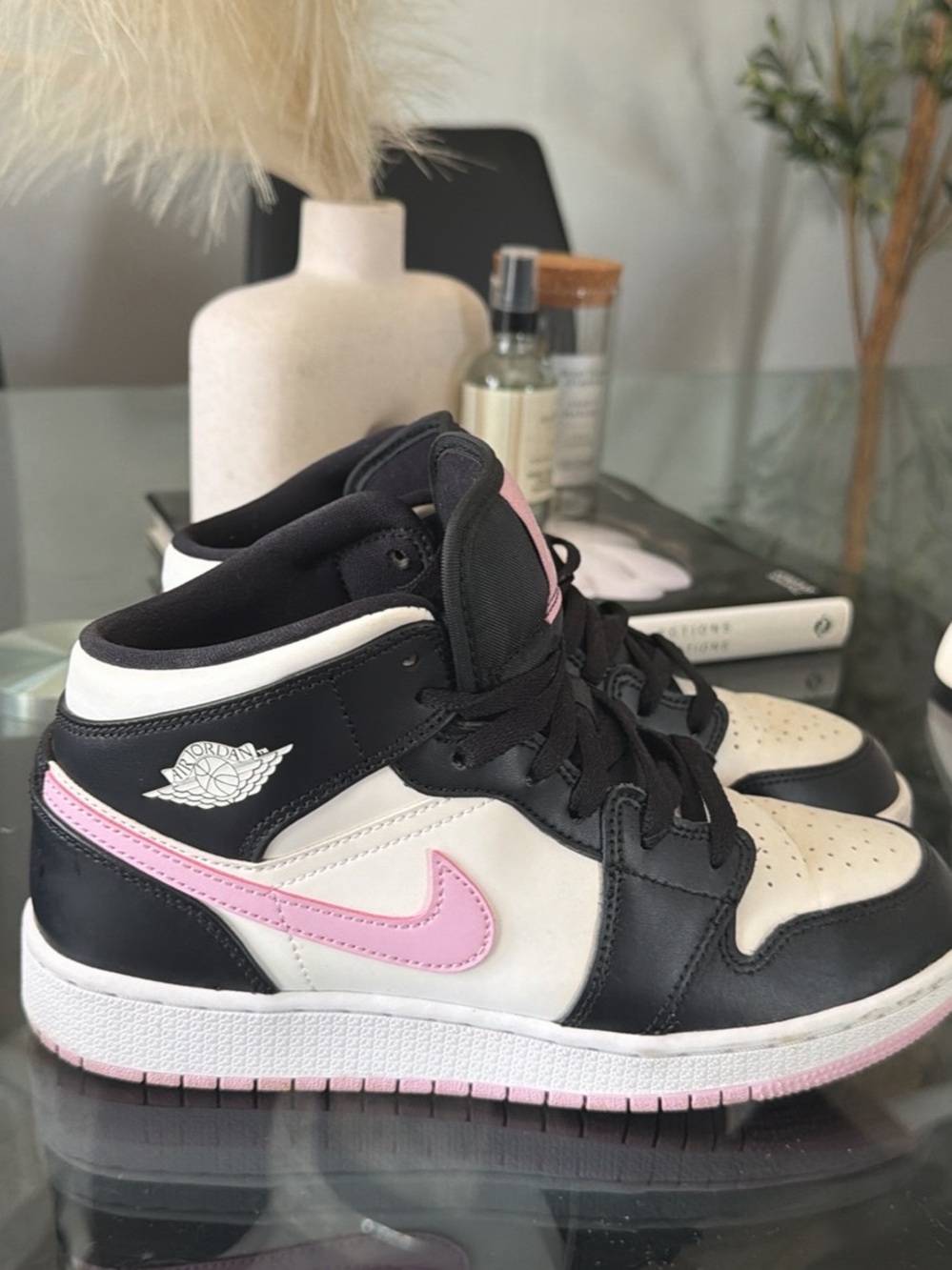 Nike Women's Black White Pink High-Top Sneakers